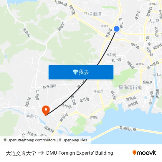大连交通大学 to DMU Foreign Experts' Building map