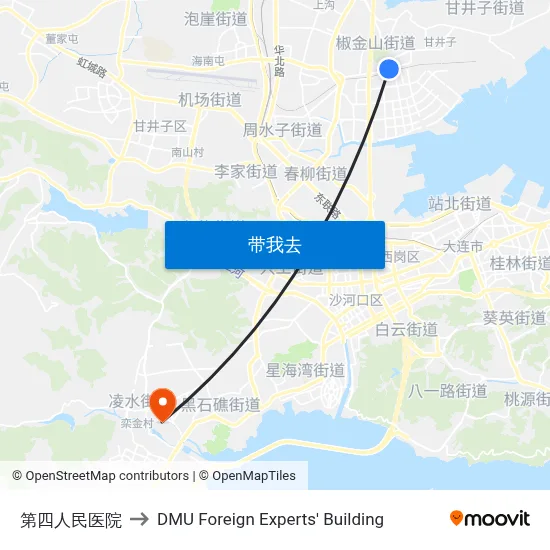 第四人民医院 to DMU Foreign Experts' Building map