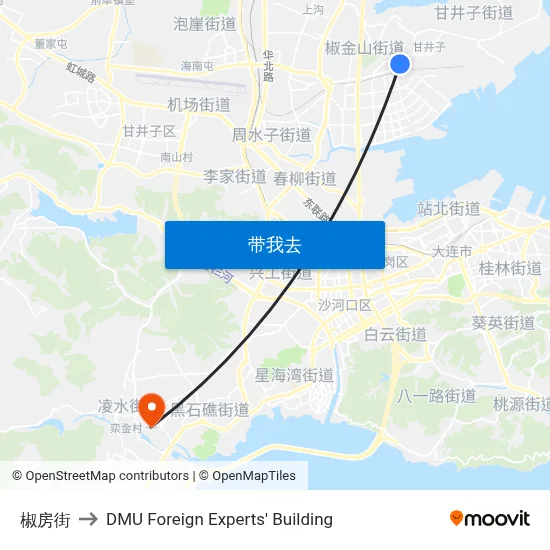 椒房街 to DMU Foreign Experts' Building map