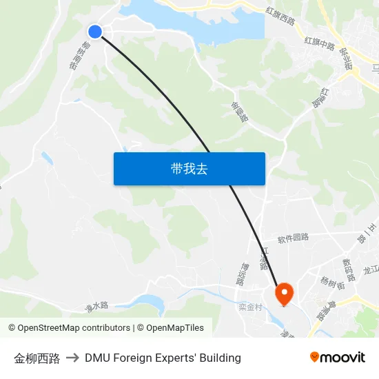 金柳西路 to DMU Foreign Experts' Building map