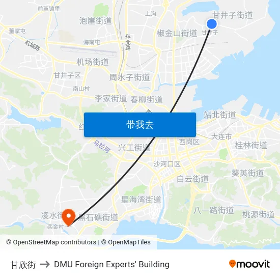 甘欣街 to DMU Foreign Experts' Building map