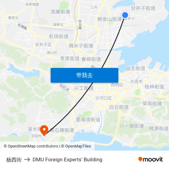 杨西街 to DMU Foreign Experts' Building map