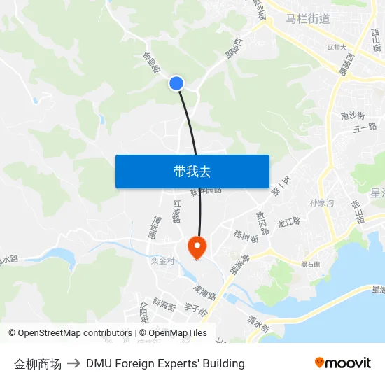 金柳商场 to DMU Foreign Experts' Building map
