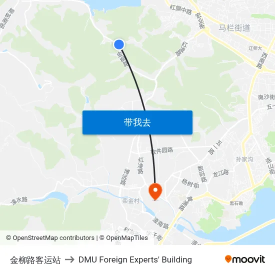金柳路客运站 to DMU Foreign Experts' Building map