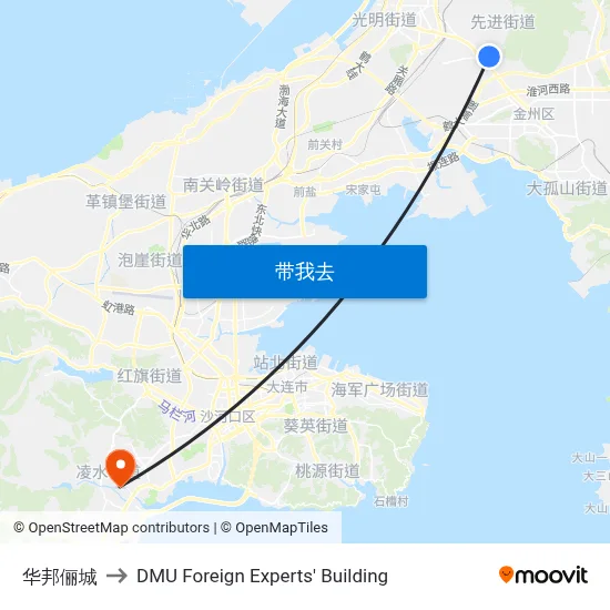 华邦俪城 to DMU Foreign Experts' Building map