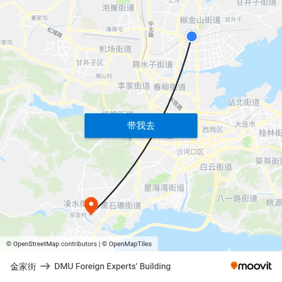 金家街 to DMU Foreign Experts' Building map