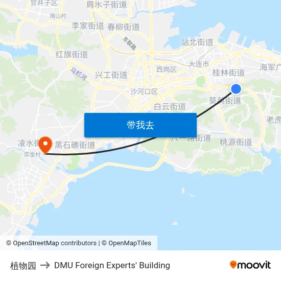 植物园 to DMU Foreign Experts' Building map