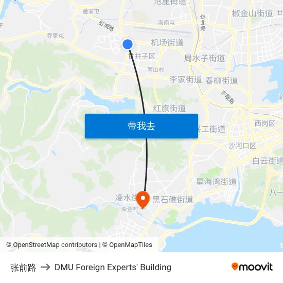张前路 to DMU Foreign Experts' Building map