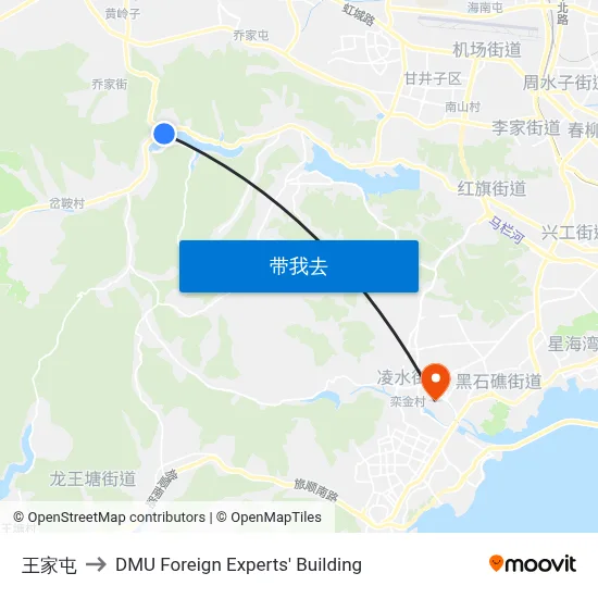 王家屯 to DMU Foreign Experts' Building map