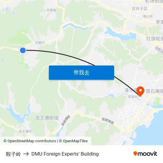 鞍子岭 to DMU Foreign Experts' Building map