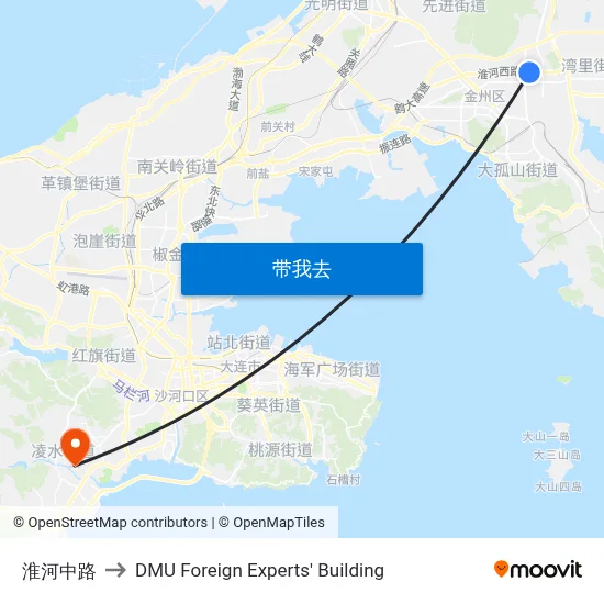 淮河中路 to DMU Foreign Experts' Building map