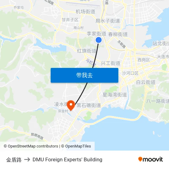 金盾路 to DMU Foreign Experts' Building map