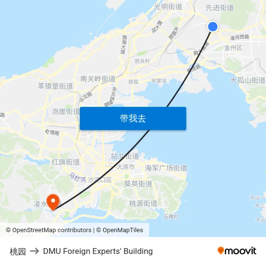 桃园 to DMU Foreign Experts' Building map