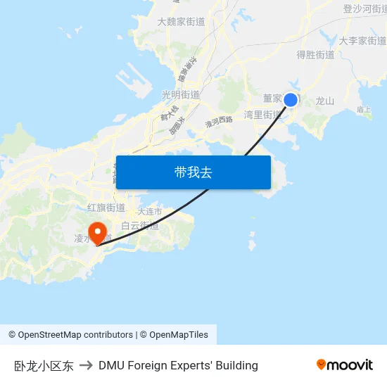 卧龙小区东 to DMU Foreign Experts' Building map