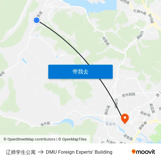辽师学生公寓 to DMU Foreign Experts' Building map