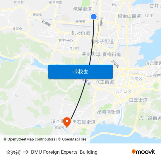金兴街 to DMU Foreign Experts' Building map