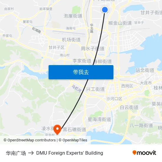 华南广场 to DMU Foreign Experts' Building map