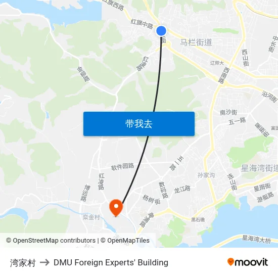 湾家村 to DMU Foreign Experts' Building map