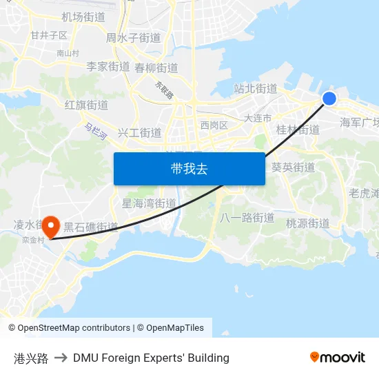 港兴路 to DMU Foreign Experts' Building map