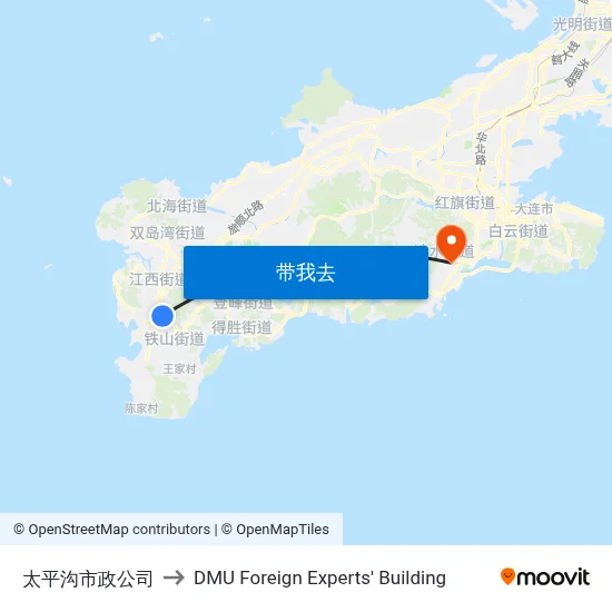太平沟市政公司 to DMU Foreign Experts' Building map