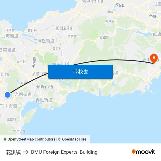 花溪镇 to DMU Foreign Experts' Building map