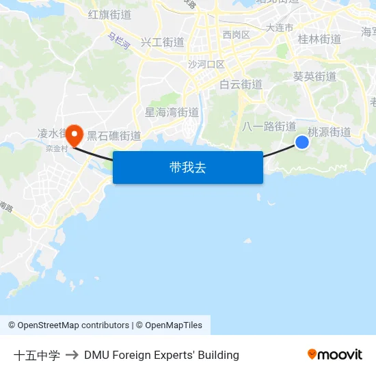十五中学 to DMU Foreign Experts' Building map