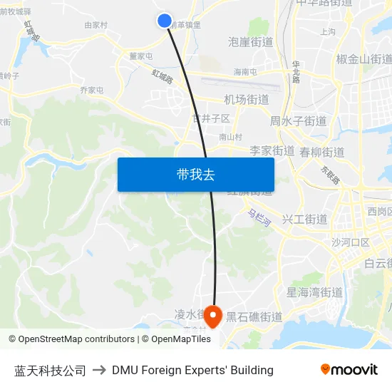 蓝天科技公司 to DMU Foreign Experts' Building map