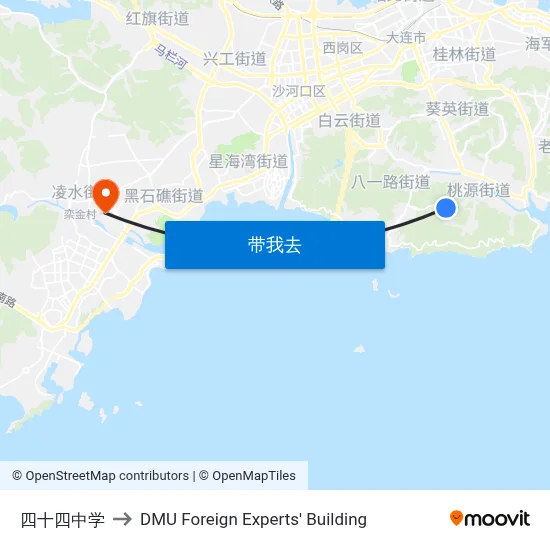 四十四中学 to DMU Foreign Experts' Building map