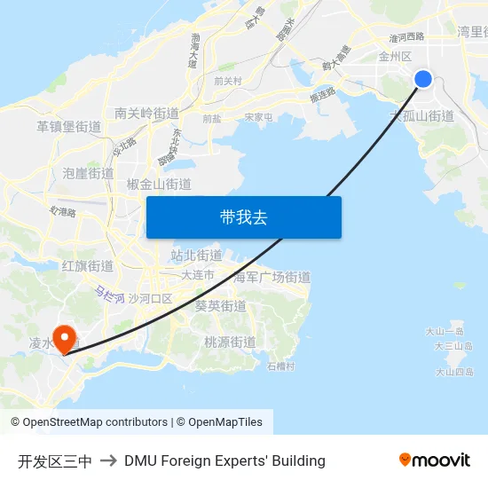 开发区三中 to DMU Foreign Experts' Building map