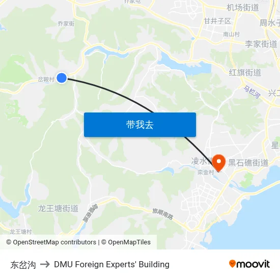 东岔沟 to DMU Foreign Experts' Building map