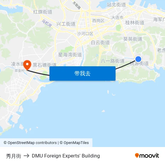 秀月街 to DMU Foreign Experts' Building map