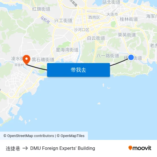 连捷巷 to DMU Foreign Experts' Building map