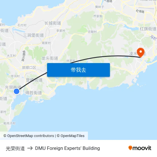光荣街道 to DMU Foreign Experts' Building map