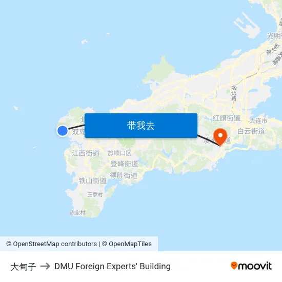 大甸子 to DMU Foreign Experts' Building map