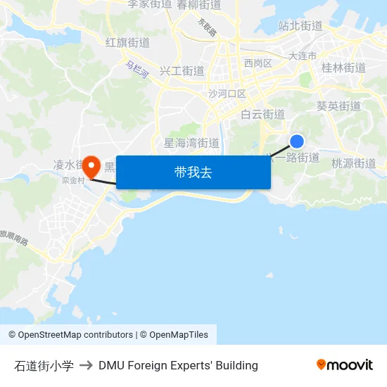 石道街小学 to DMU Foreign Experts' Building map