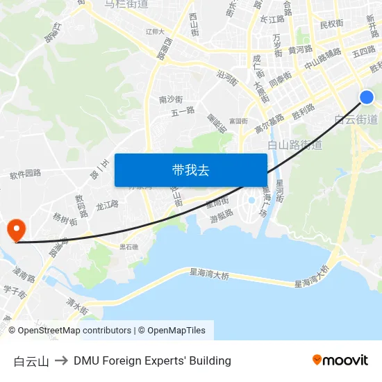 白云山 to DMU Foreign Experts' Building map