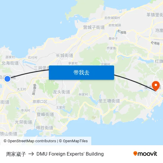 周家崴子 to DMU Foreign Experts' Building map