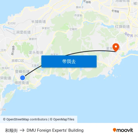和顺街 to DMU Foreign Experts' Building map