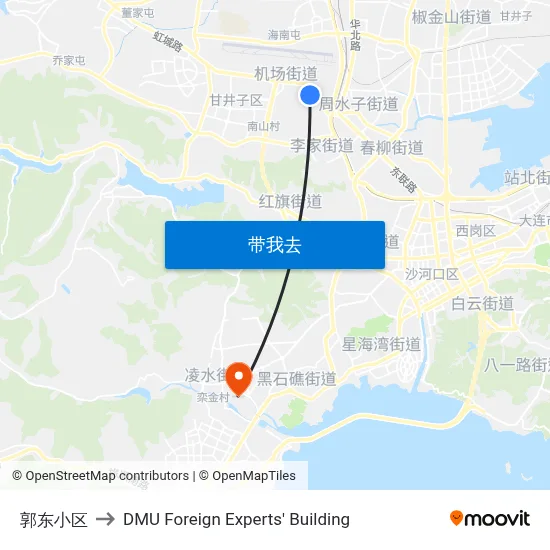 郭东小区 to DMU Foreign Experts' Building map
