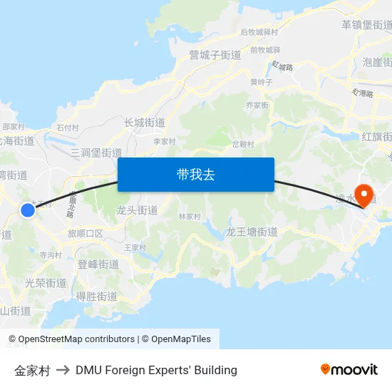 金家村 to DMU Foreign Experts' Building map