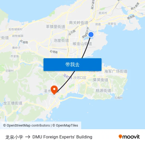 龙泉小学 to DMU Foreign Experts' Building map