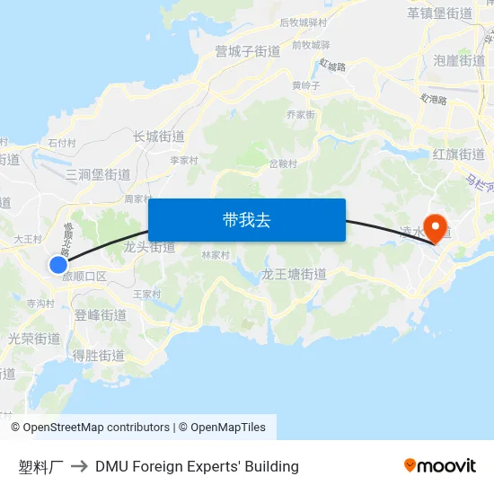 塑料厂 to DMU Foreign Experts' Building map