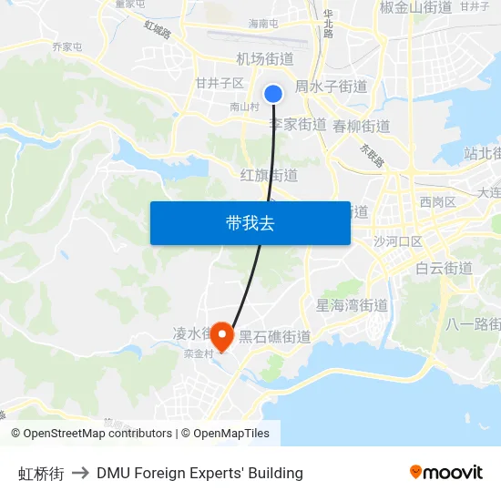 虹桥街 to DMU Foreign Experts' Building map