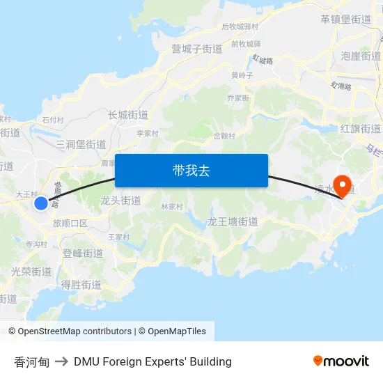 香河甸 to DMU Foreign Experts' Building map