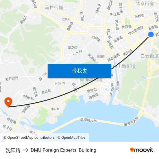沈阳路 to DMU Foreign Experts' Building map