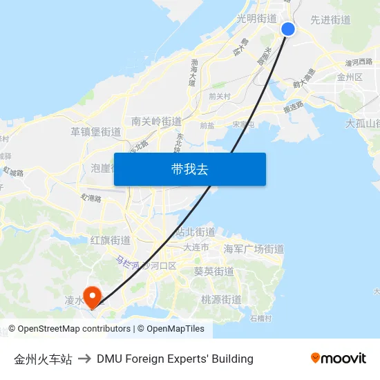 金州火车站 to DMU Foreign Experts' Building map