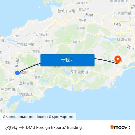 水师营 to DMU Foreign Experts' Building map