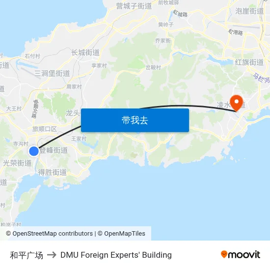 和平广场 to DMU Foreign Experts' Building map