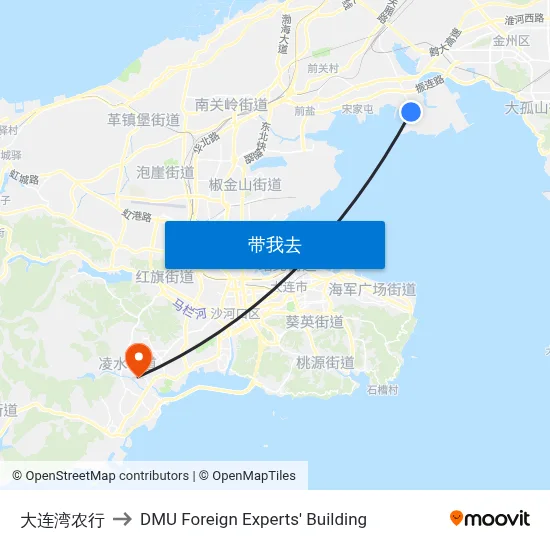 大连湾农行 to DMU Foreign Experts' Building map