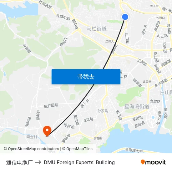 通信电缆厂 to DMU Foreign Experts' Building map